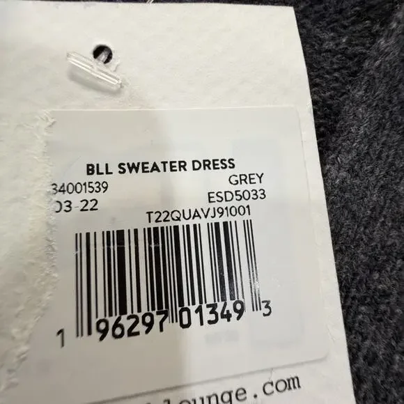 Beach Lunch Lounge Gray Collared V-neck Sweater Dress Size S 4-6 NWT BLL - Picture 5 of 12